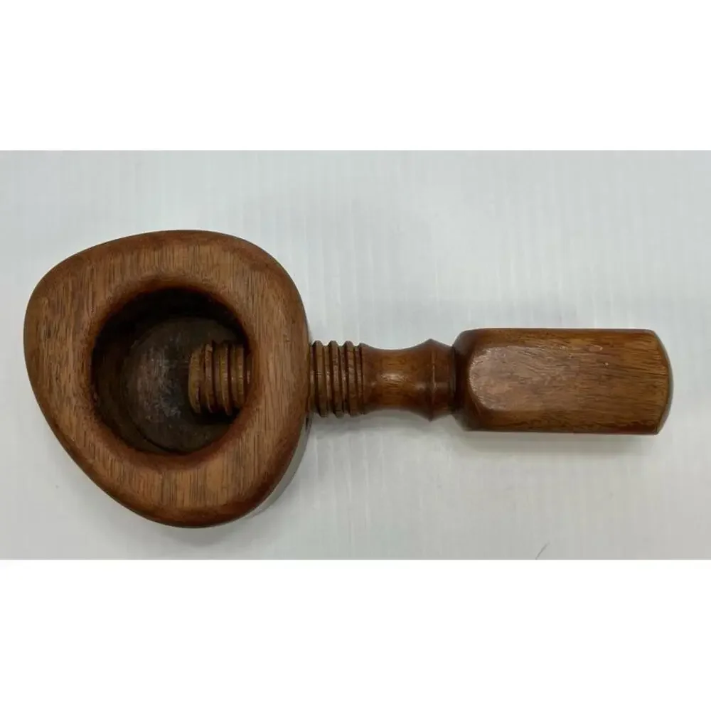 Vintage Teak Wood Nut Cracker Screw Type Danish Mid Century Modern Barware